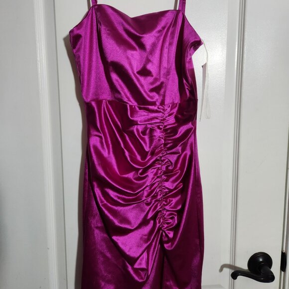 Emerald Sundae Pink Satin Cocktail Dress SZ Small NWT Straps Layered - Picture 1 of 6
